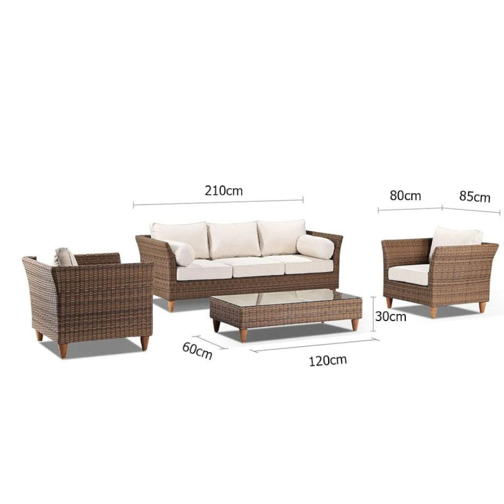 Carolina 3+1+1 Seater Outdoor Wicker Lounge Set with Coffee Table