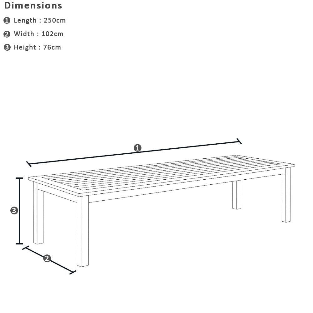 Balmoral 2.5m Outdoor Teak Top Aluminium Table With 8 Hugo Rope Chairs