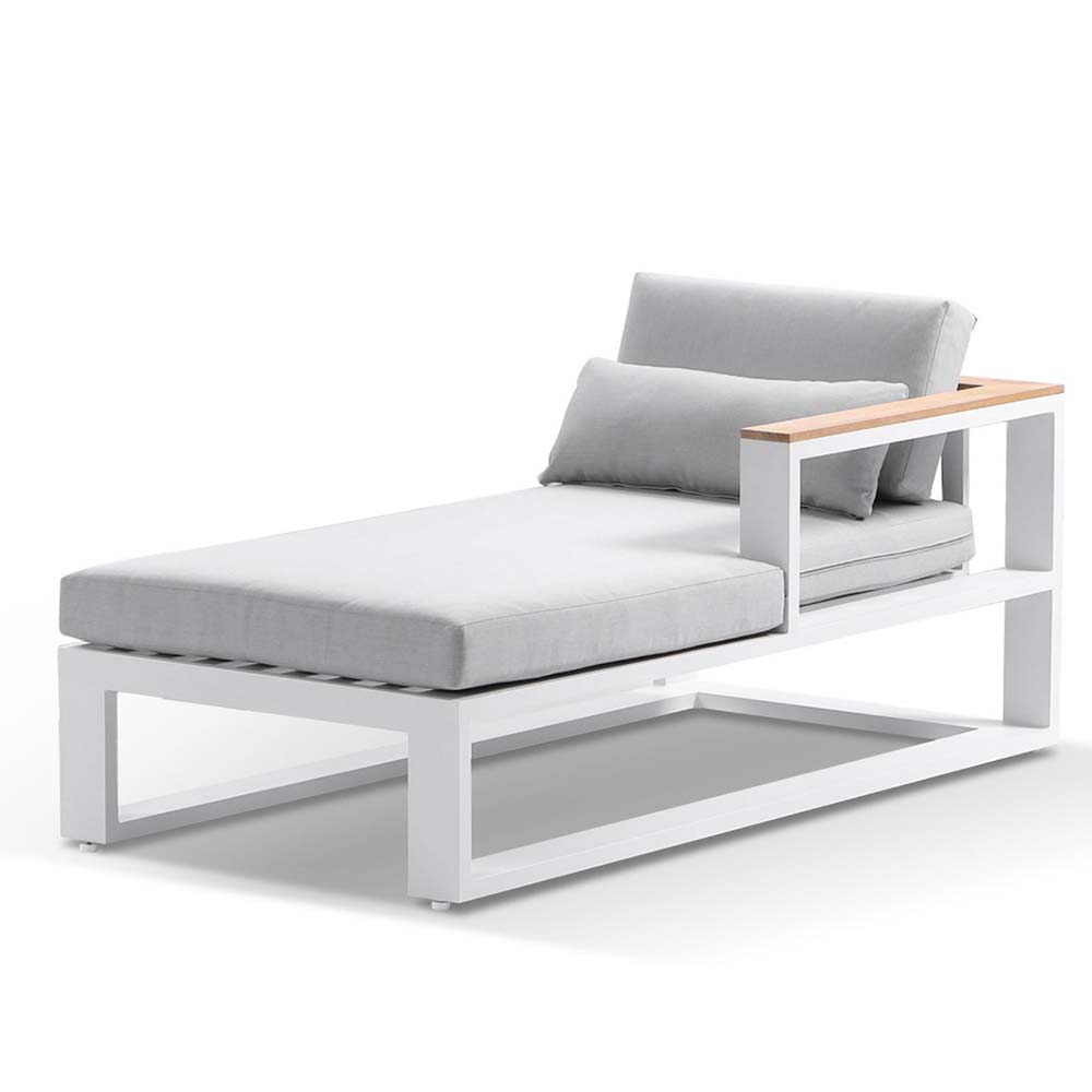 Balmoral Outdoor Aluminium and Teak Timber Daybed Chaise Lounge