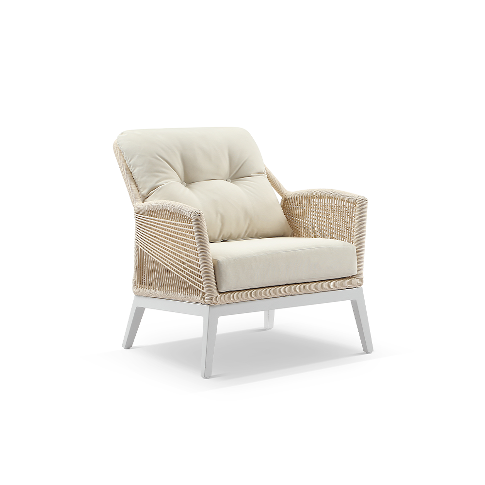 Hugo 2+1+1 Seater Outdoor Aluminium and Rope Lounge Set with Coffee Table