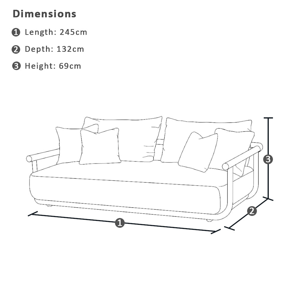 Albany 3 Seater Outdoor Aluminium and Teak Timber Daybed Lounge