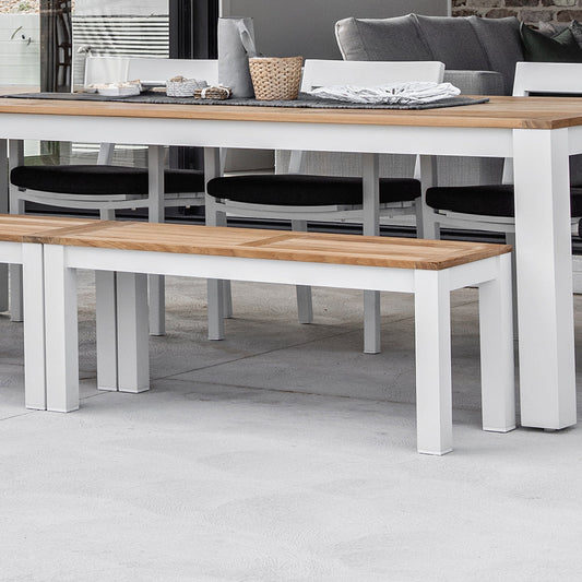 Balmoral 1.1m Outdoor Teak Timber and Aluminium Bench Seat