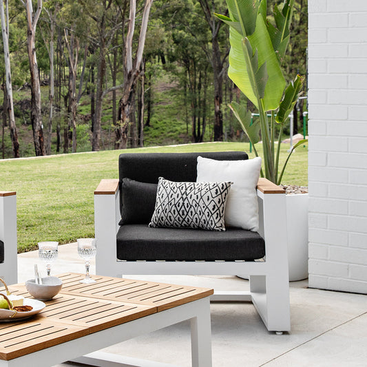 Balmoral 1 Seater Outdoor Aluminium and Teak Arm Chair