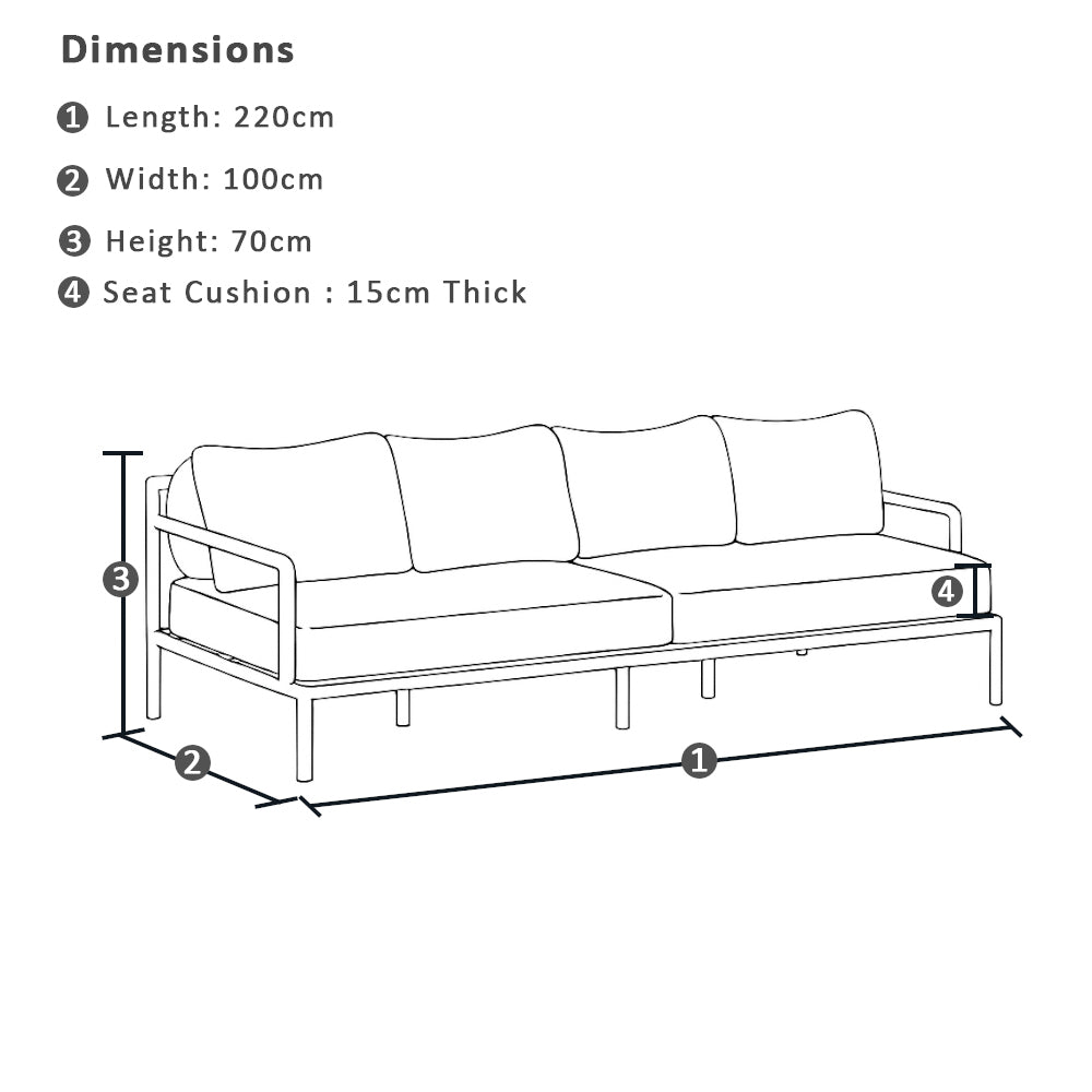 Capella 3 Seater Outdoor Aluminium Lounge