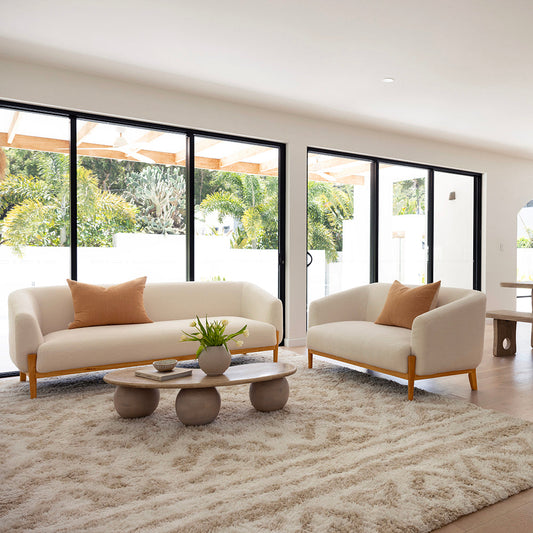 Fraser Indoor 3+2 Seater Plush Fabric Sofa Lounge Setting