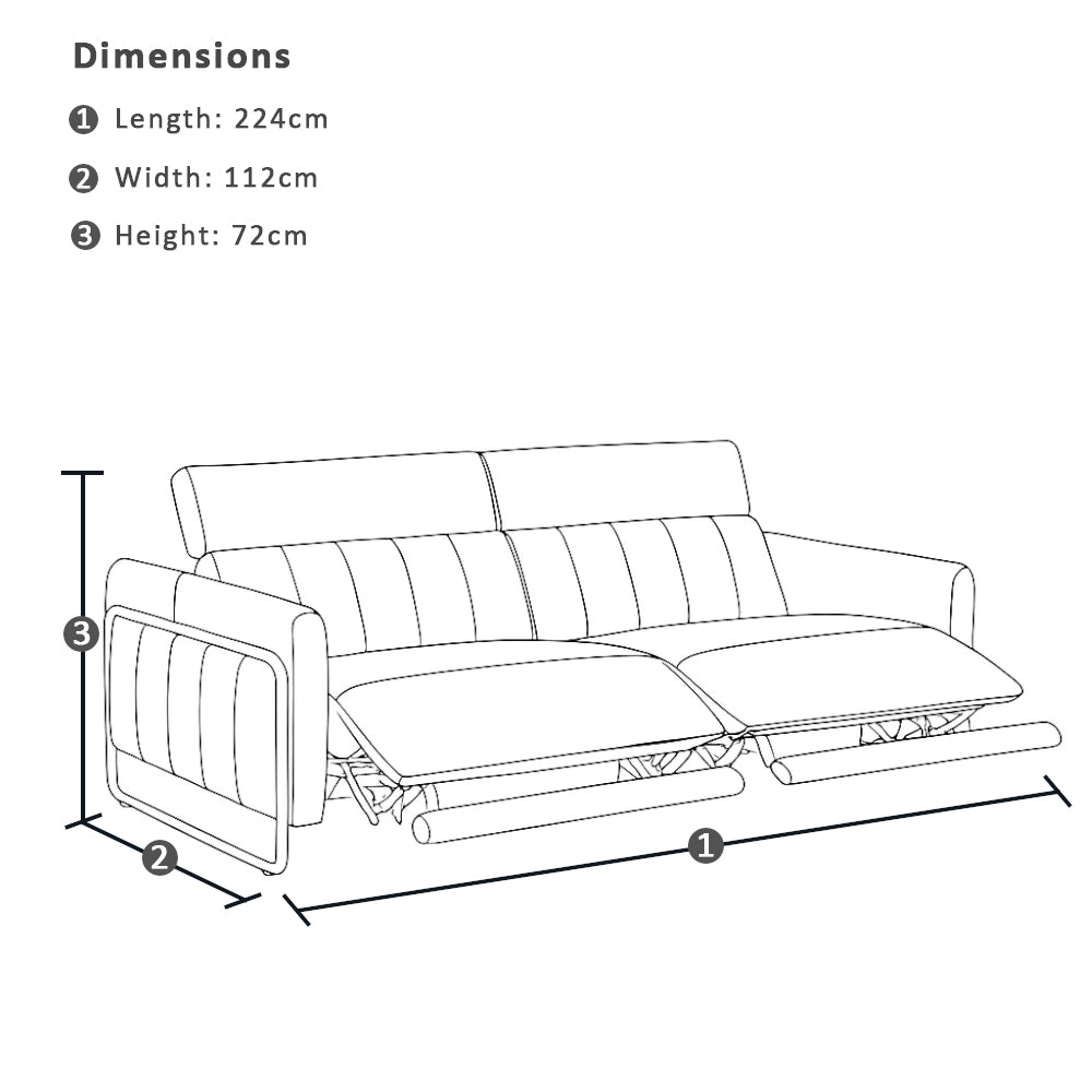Fremantle Indoor 3 seater Leather Recliner Sofa Lounge