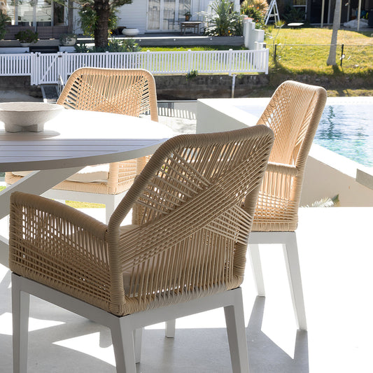 Houston Outdoor 1.8m Round Aluminium Dining Setting with 8 Hugo Chairs