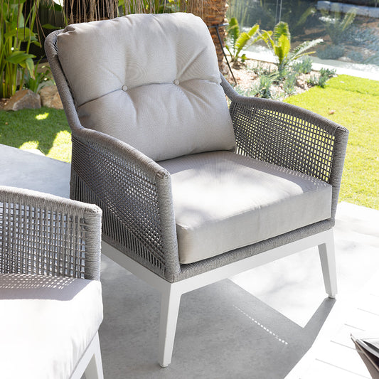 Hugo 1 Seater Outdoor Aluminium and Rope Lounge Chair