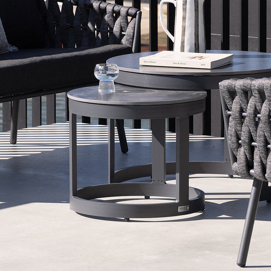 Hugo Outdoor Round Ceramic and Aluminium Side Table