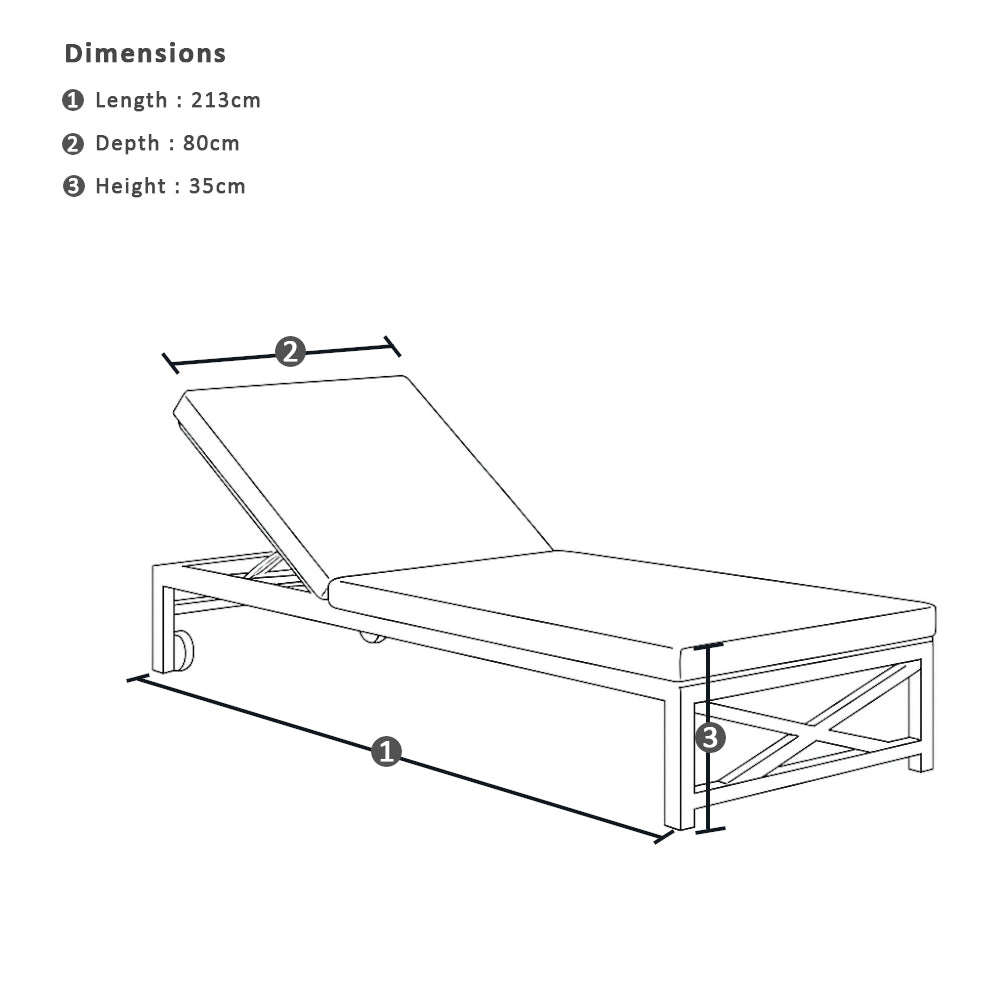 Kansas Outdoor Aluminium Sun Lounge on Wheels in Charcoal