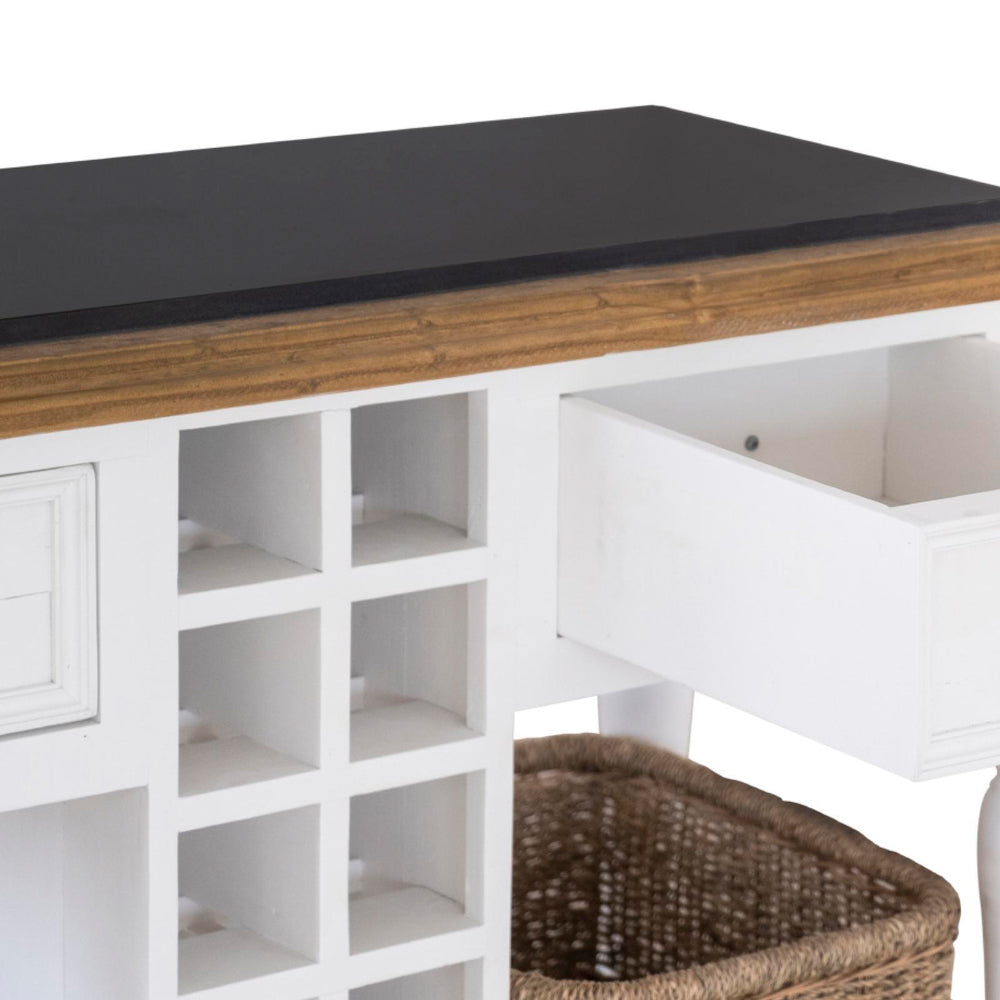 Leura Belle Kitchen Island Bench in Brushed with Natural Timber Top