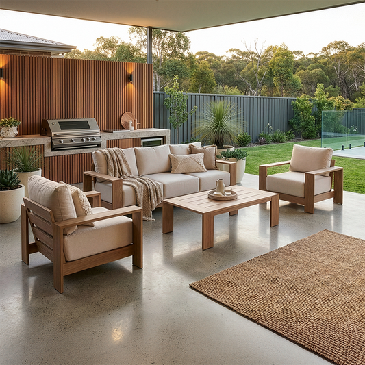 Mackay Outdoor Aluminium 3+1+1 Lounge Set with Coffee table