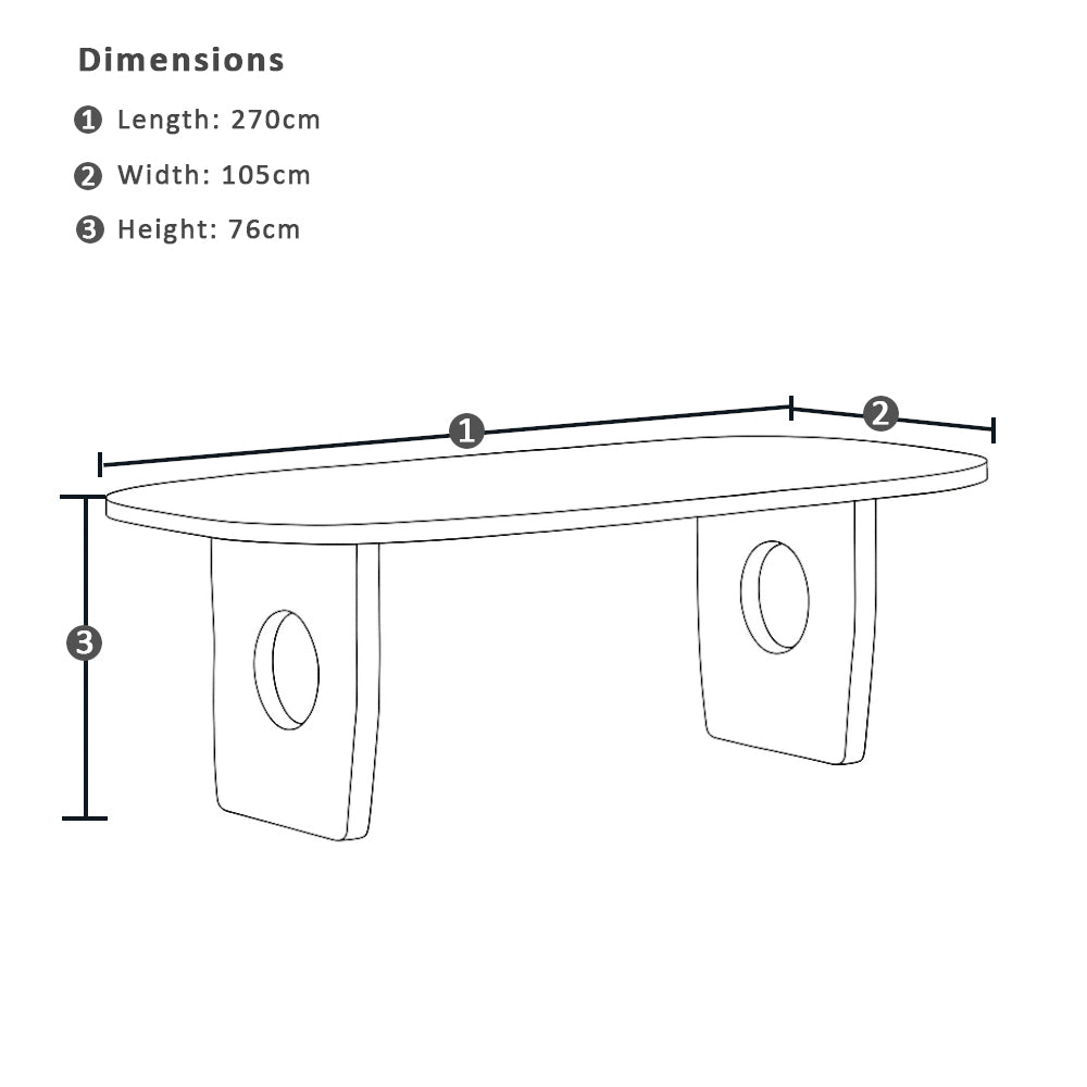 Norah Indoor 2.7m Timber Dining Table
