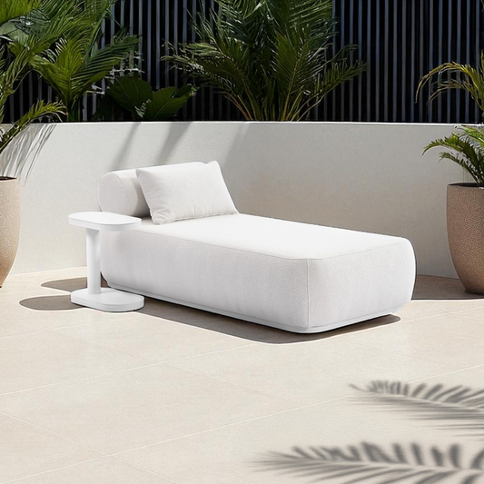 Norfolk Outdoor Aluminium Single Sun Lounge With Side Table