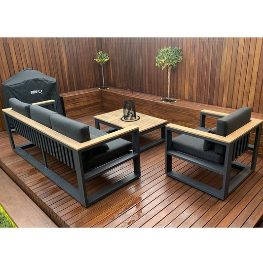 Balmoral 3+1+1 Seater Outdoor Aluminium and Teak Lounge Setting