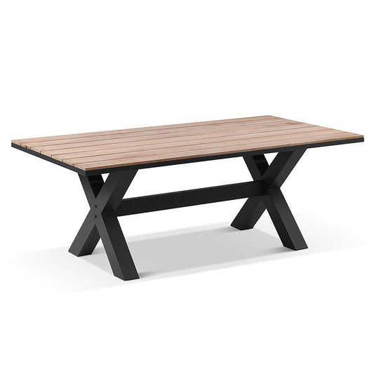 Kansas 2m Outdoor Teak Timber and Aluminium Rectangle Dining Table