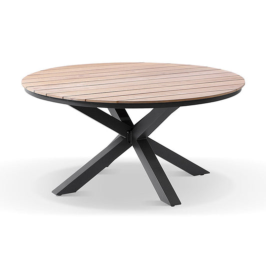 Tuscany Round 1.5m Outdoor Aluminium and Teak Dining Table with 6 Capri Chairs
