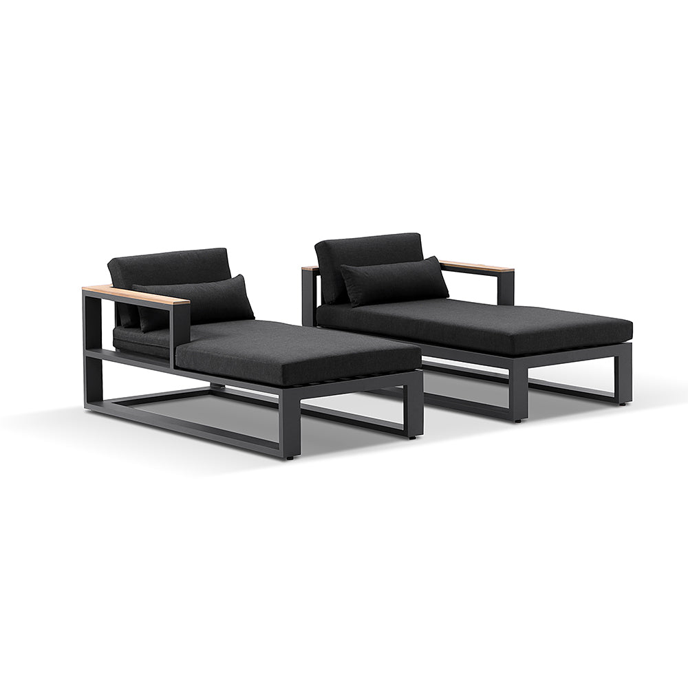 Balmoral Outdoor Aluminium and Teak Timber Daybed Lounge