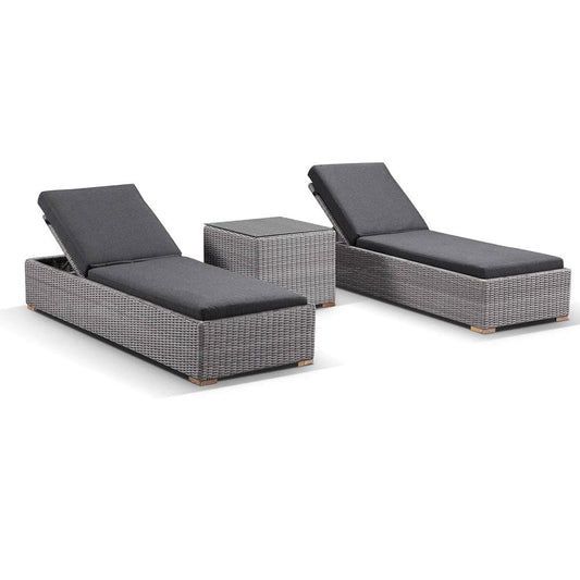 Breeze Outdoor Wicker Sun Lounge Set with Side Table in Half Round Wicker
