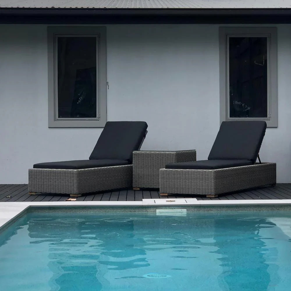 Breeze Outdoor Wicker Sun Lounge Set with Side Table in Half Round Wicker