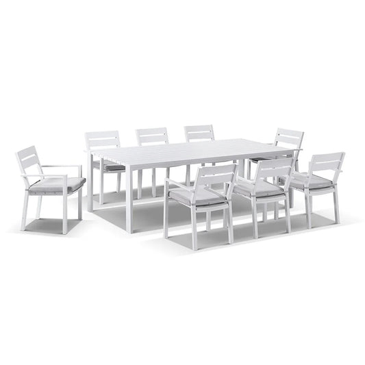 Capri 8 Seater Outdoor Aluminium Dining Setting with Santorini Chairs