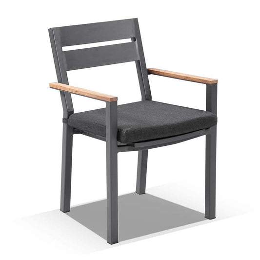 Tuscany Ceramic 8 Rectangle Seat With Capri Chairs with Teak Arm Rests