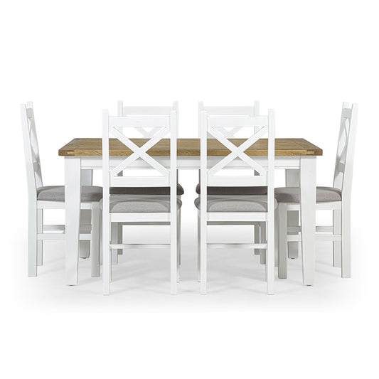 Leura Belle Rustic 6 Seater Rectangle Dining Table and Ashton Chairs Setting