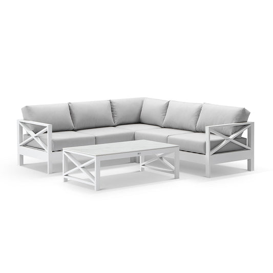 Kansas Package A - Outdoor Aluminium Corner Modular Lounge Set with Coffee Table