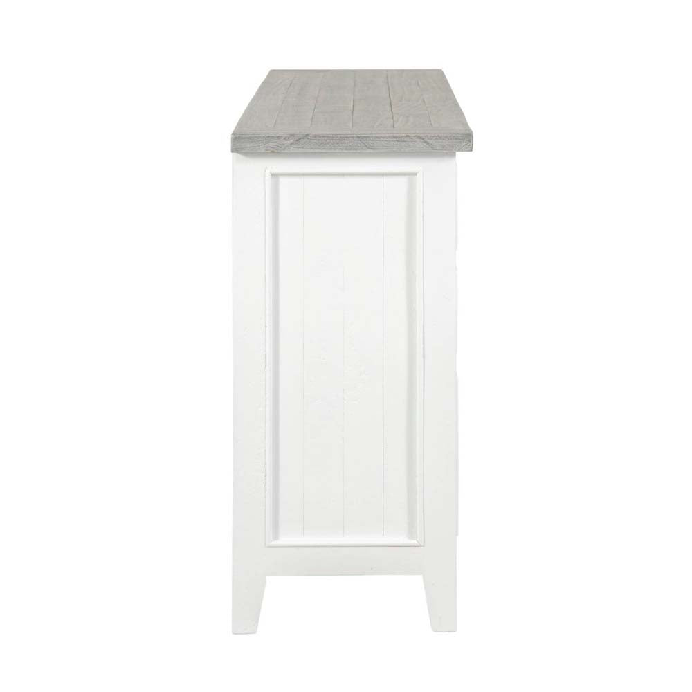 Ashton Buffet Sideboard in Brushed White with Grey Timber Top