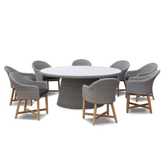 Plantation 8 with Coastal Outdoor Wicker Dining Chairs