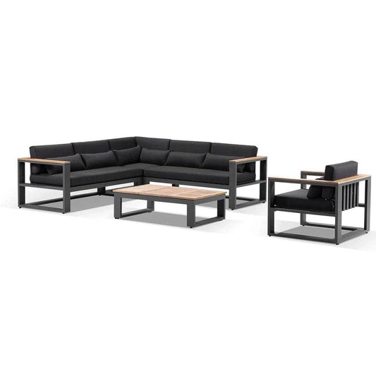 Balmoral Package B Outdoor Aluminium and Teak Lounge Setting with Coffee Table