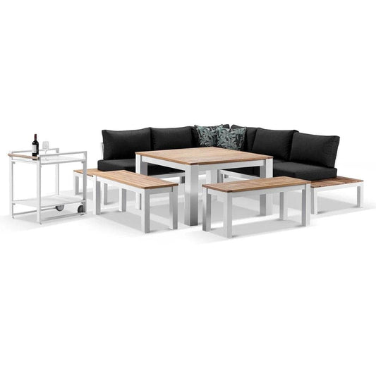 Nova Aluminium Lounge and Dining Setting with Cart