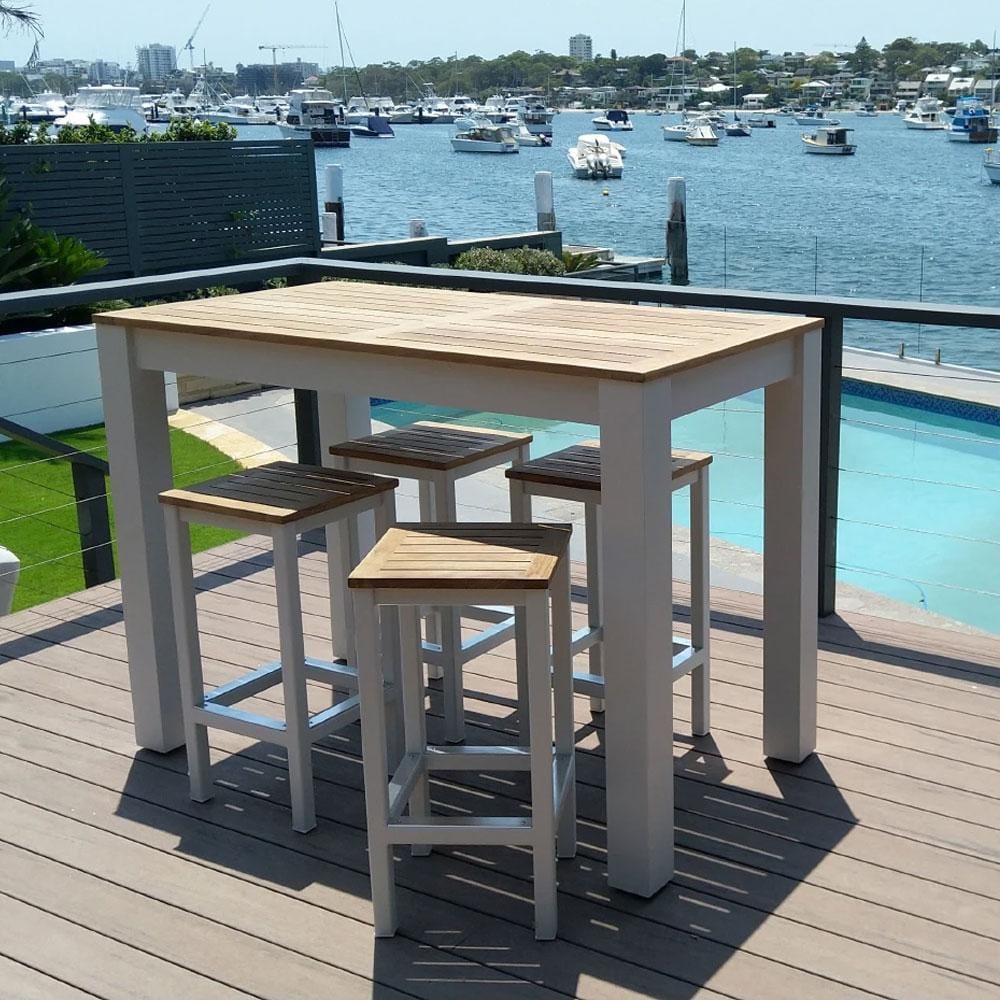 Balmoral 4 Seater Teak Top and Aluminium Patio Bar Setting