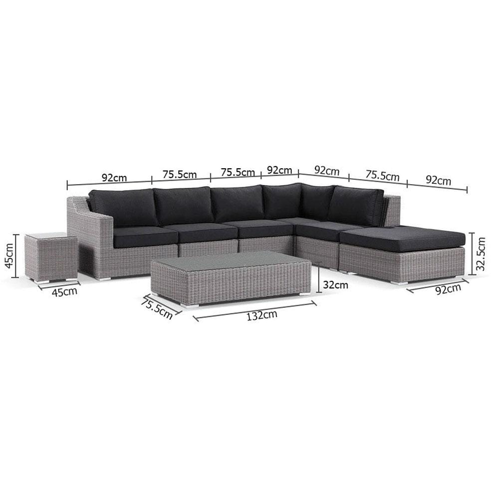 Milano Package C Outdoor Wicker Corner Modular Chaise Lounge with Coffee Table