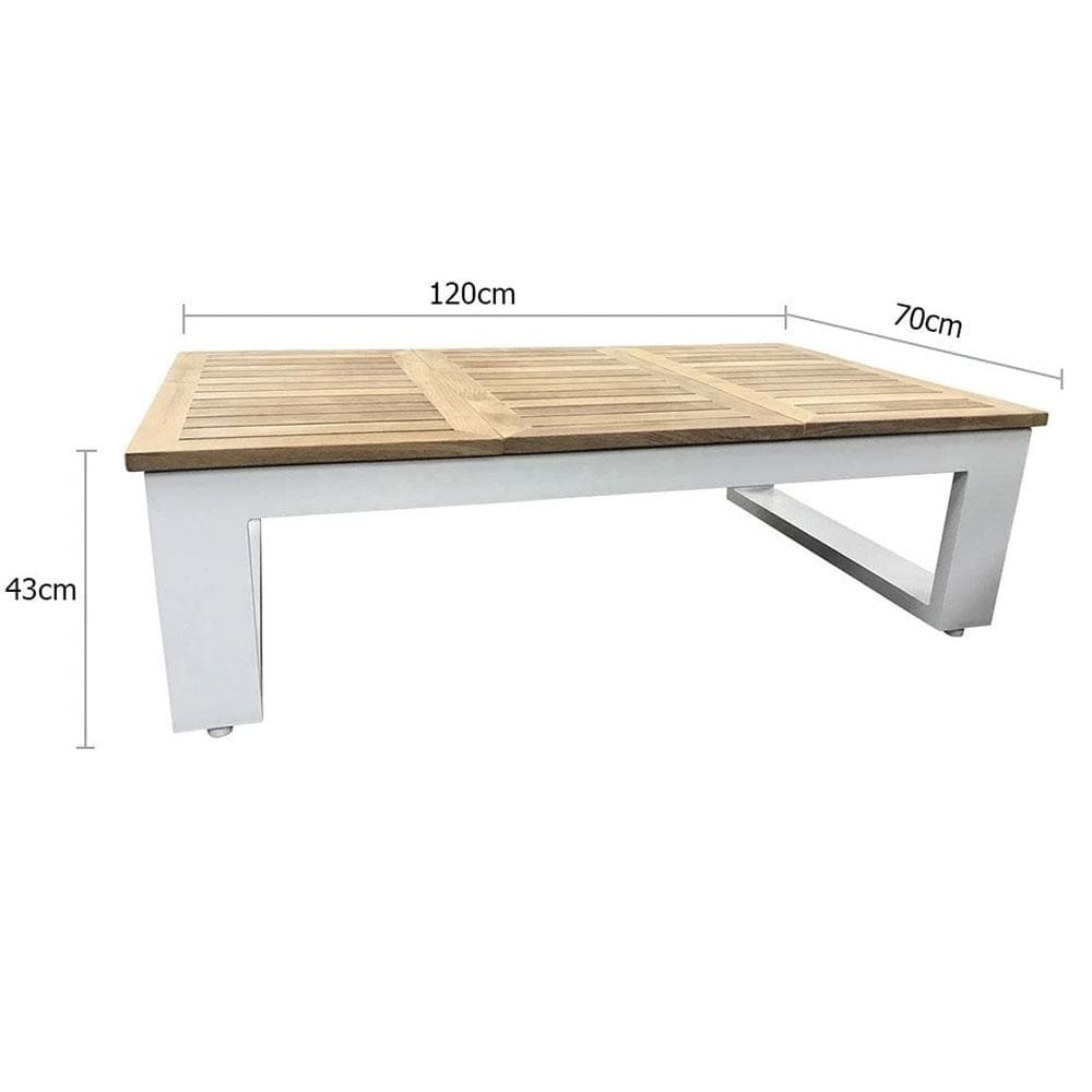 Balmoral Outdoor Teak Top Aluminium Coffee Table with Fold Out Sides