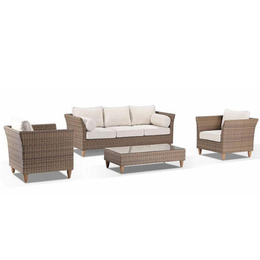 Carolina 3+1+1 Seater Outdoor Wicker Lounge Set with Coffee Table