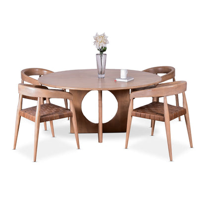Glenorie Indoor 4 Seater Round Timber Dining Table and Chairs Setting