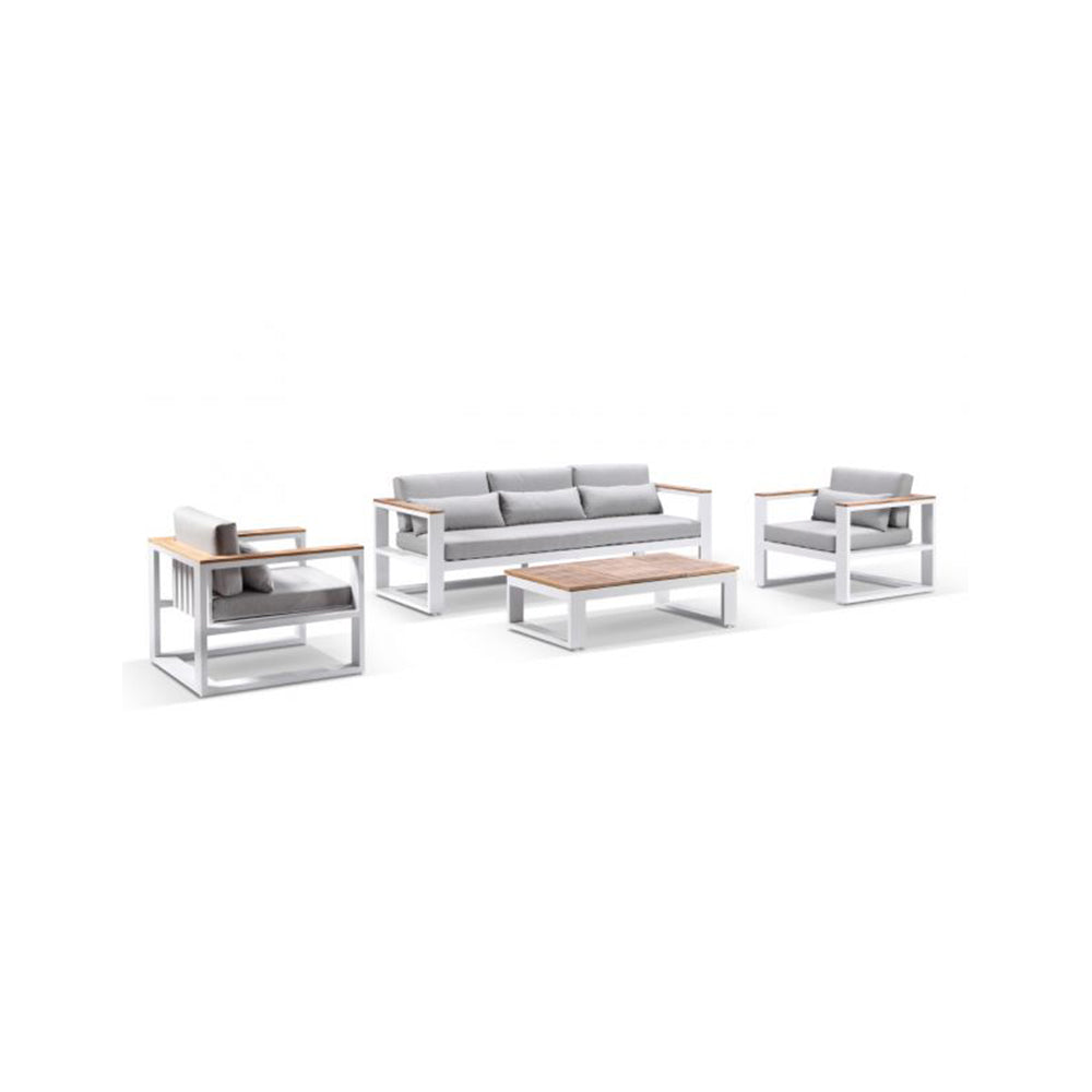 Balmoral 3+1+1 Seater Outdoor Aluminium and Teak Lounge Setting