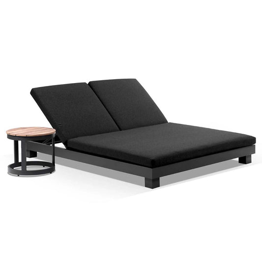 Santorini Aluminium Double Sun Lounge w/ Round Side Table