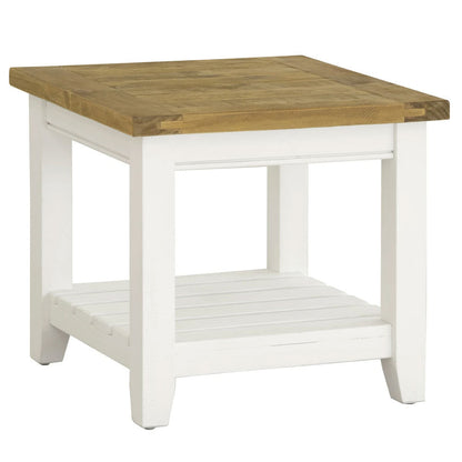 Leura Belle Indoor Side Table in Brushed with Natural Timber Top