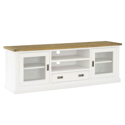 Leura Belle Entertainment TV Unit in Brushed  with Natural Timber Top