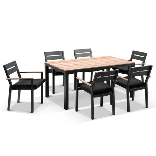 Tuscany 6 Seat with Capri Chairs with Teak Arm Rests