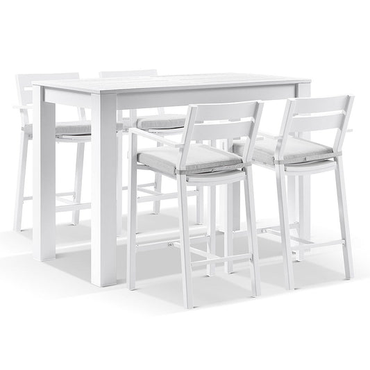 Santorini Outdoor Aluminium 1.5m Bar Table with 4 Bar stools