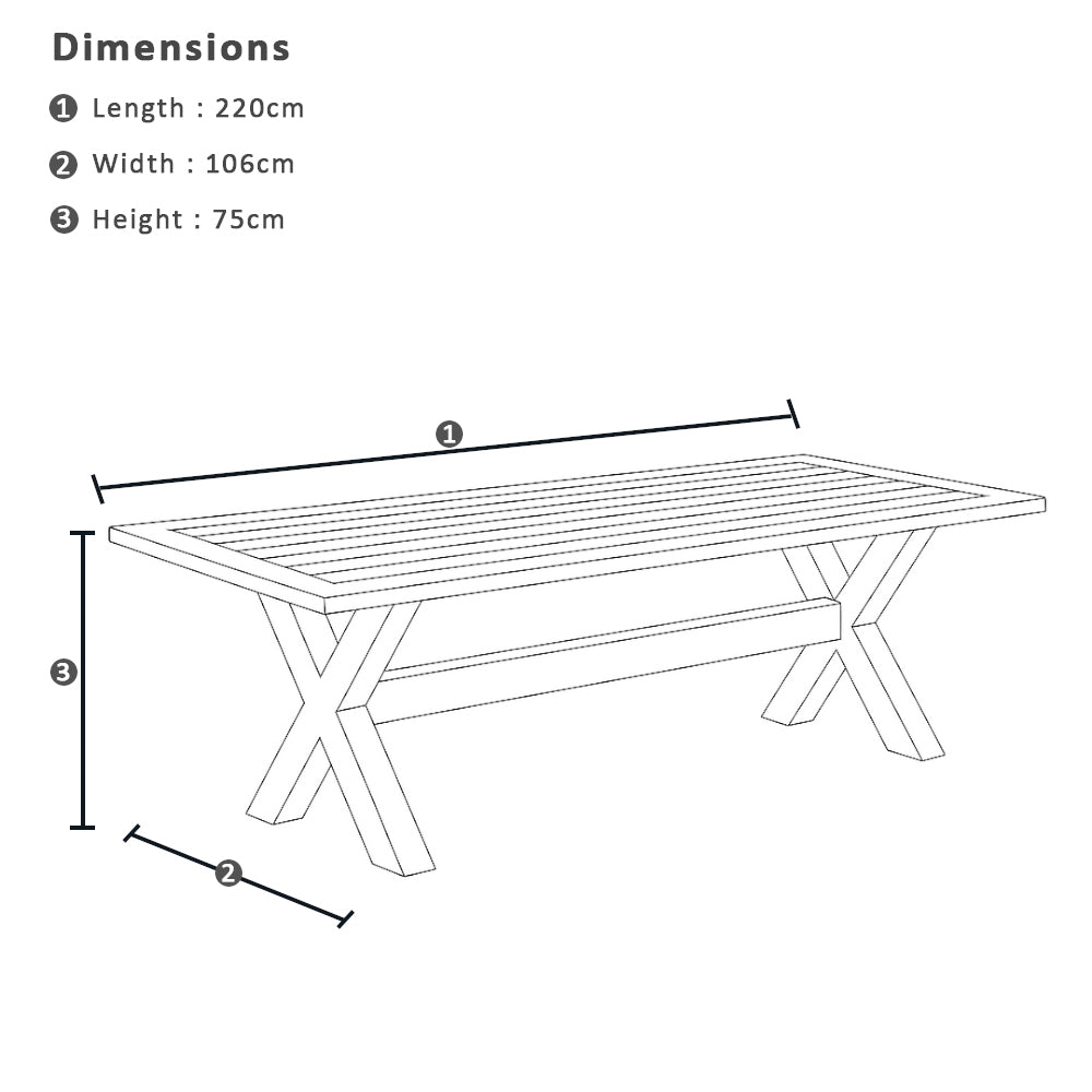 Austin Outdoor 2.2m-3m Extension Dining Set with Light Oak Aluminium and 10 Hugo Chairs