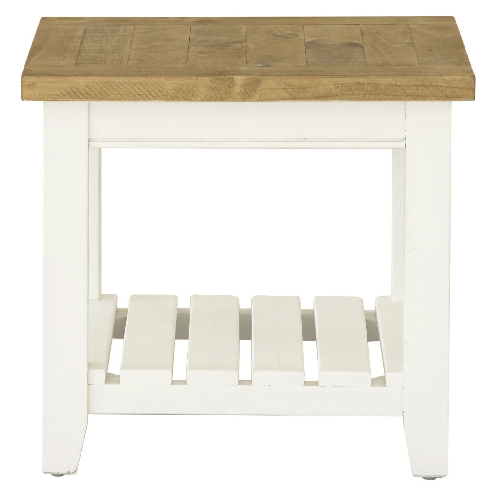 Leura Belle Indoor Side Table in Brushed  with Natural Timber Top