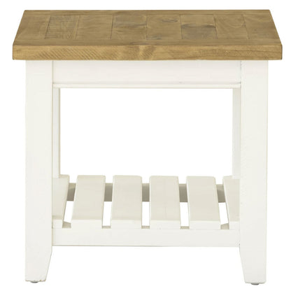 Leura Belle Indoor Side Table in Brushed  with Natural Timber Top
