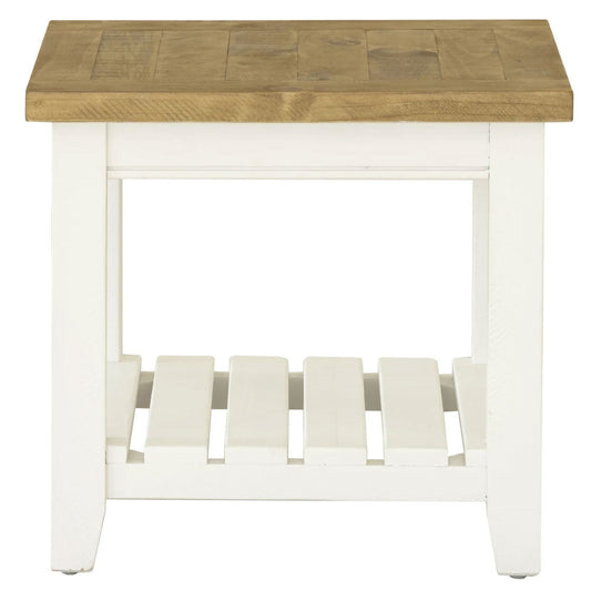 Leura Belle Indoor Side Table in Brushed with Natural Timber Top