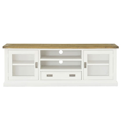 Leura Belle Entertainment TV Unit in Brushed  with Natural Timber Top