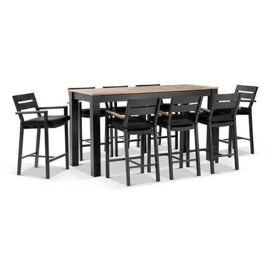 Balmoral 2m Aluminium Bar Table with 8 Capri Stools