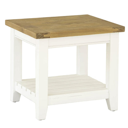 Leura Belle Indoor Side Table in Brushed  with Natural Timber Top